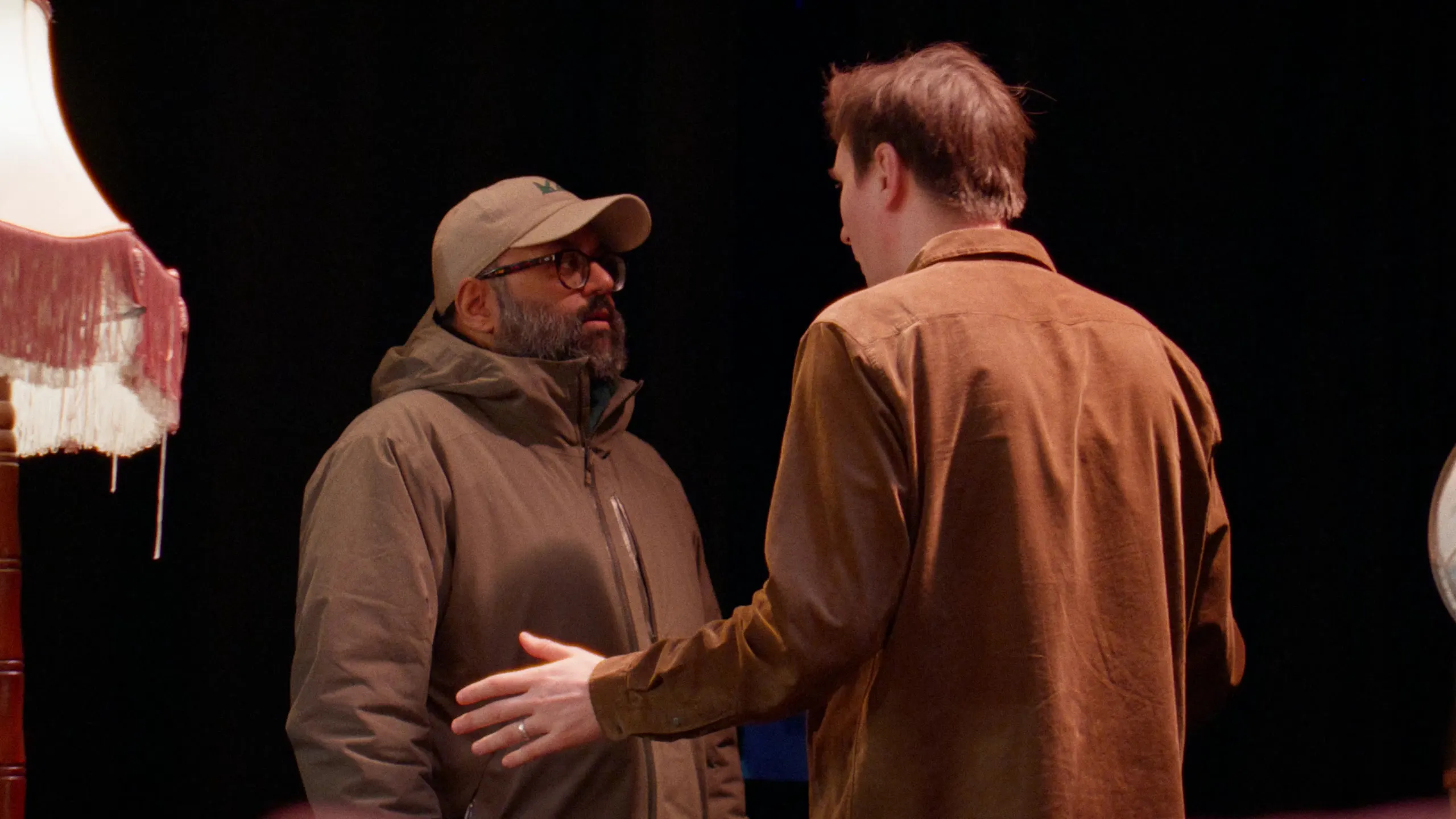 Sunil Patel and Sean McLoughlin backstage in the opening sketch